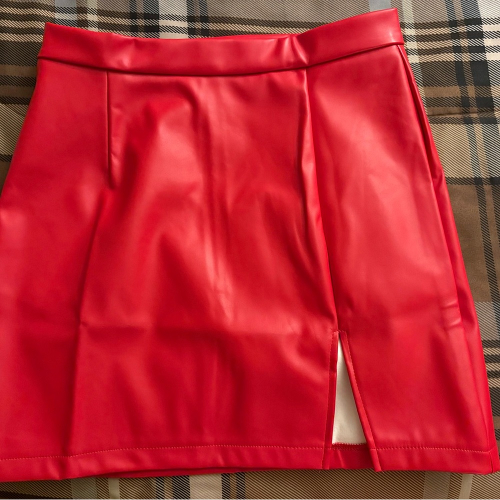 SHEIN Red Mini Pencil Skirt with Slit